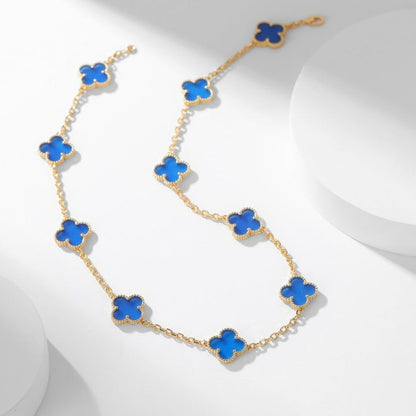 [Royal Top]CLOVER 10 MOTIFS BLUE AGATE NECKLACE