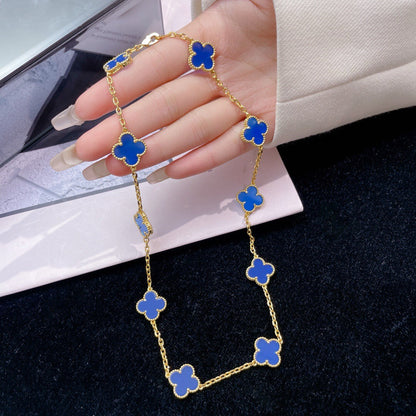 [Royal Top]CLOVER 10 MOTIFS BLUE AGATE NECKLACE