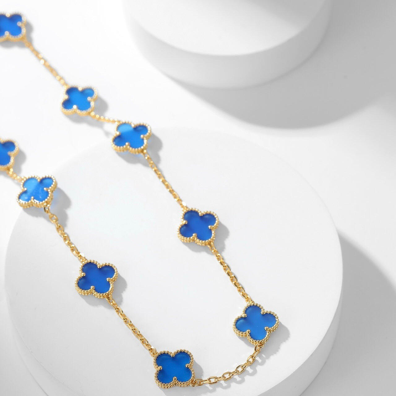 [Royal Top]CLOVER 10 MOTIFS BLUE AGATE NECKLACE