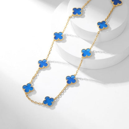 [Royal Top]CLOVER 10 MOTIFS BLUE AGATE NECKLACE