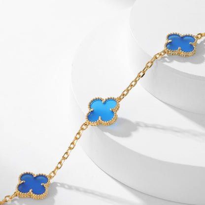 [Royal Top]CLOVER 10 MOTIFS BLUE AGATE NECKLACE