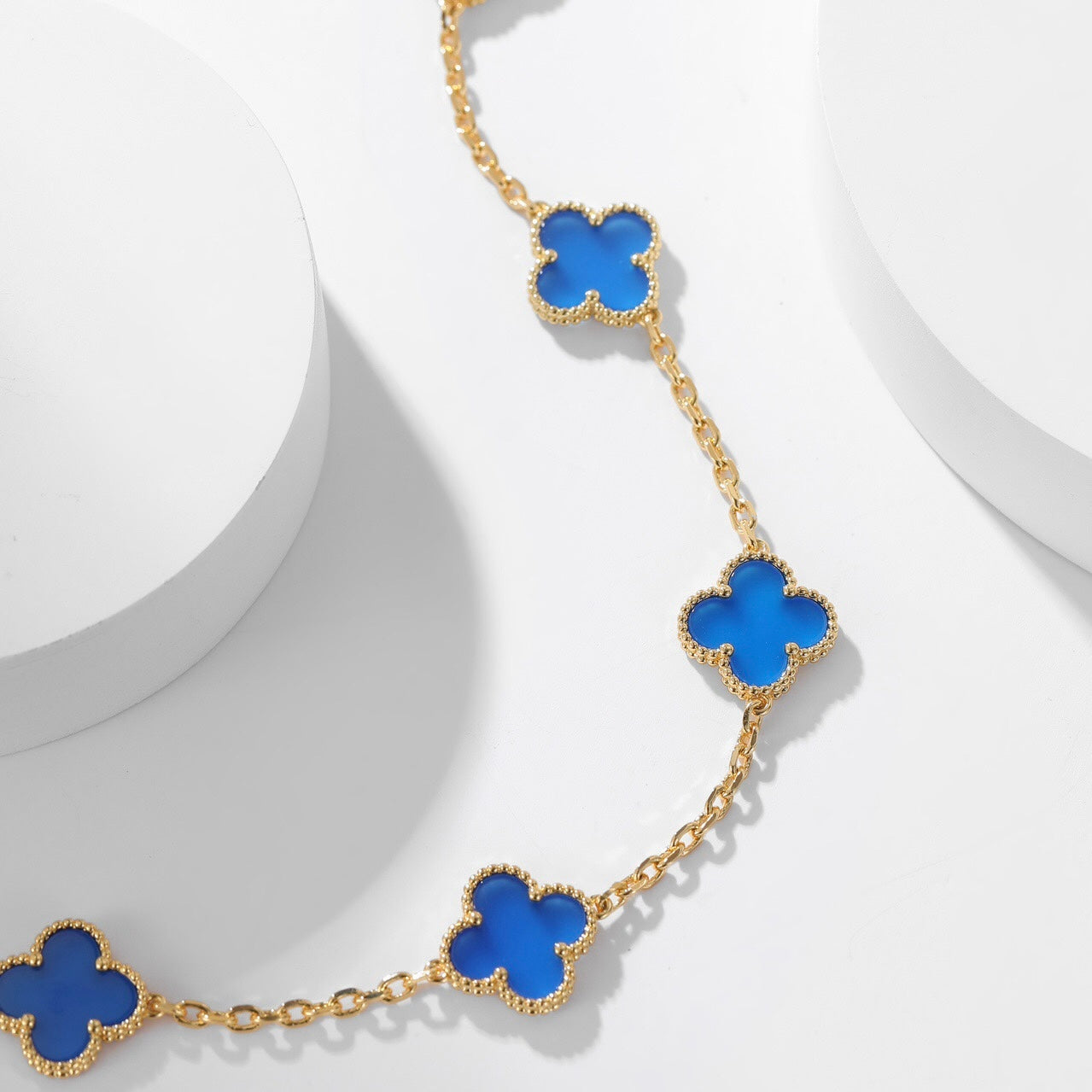 [Royal Top]CLOVER 10 MOTIFS BLUE AGATE NECKLACE