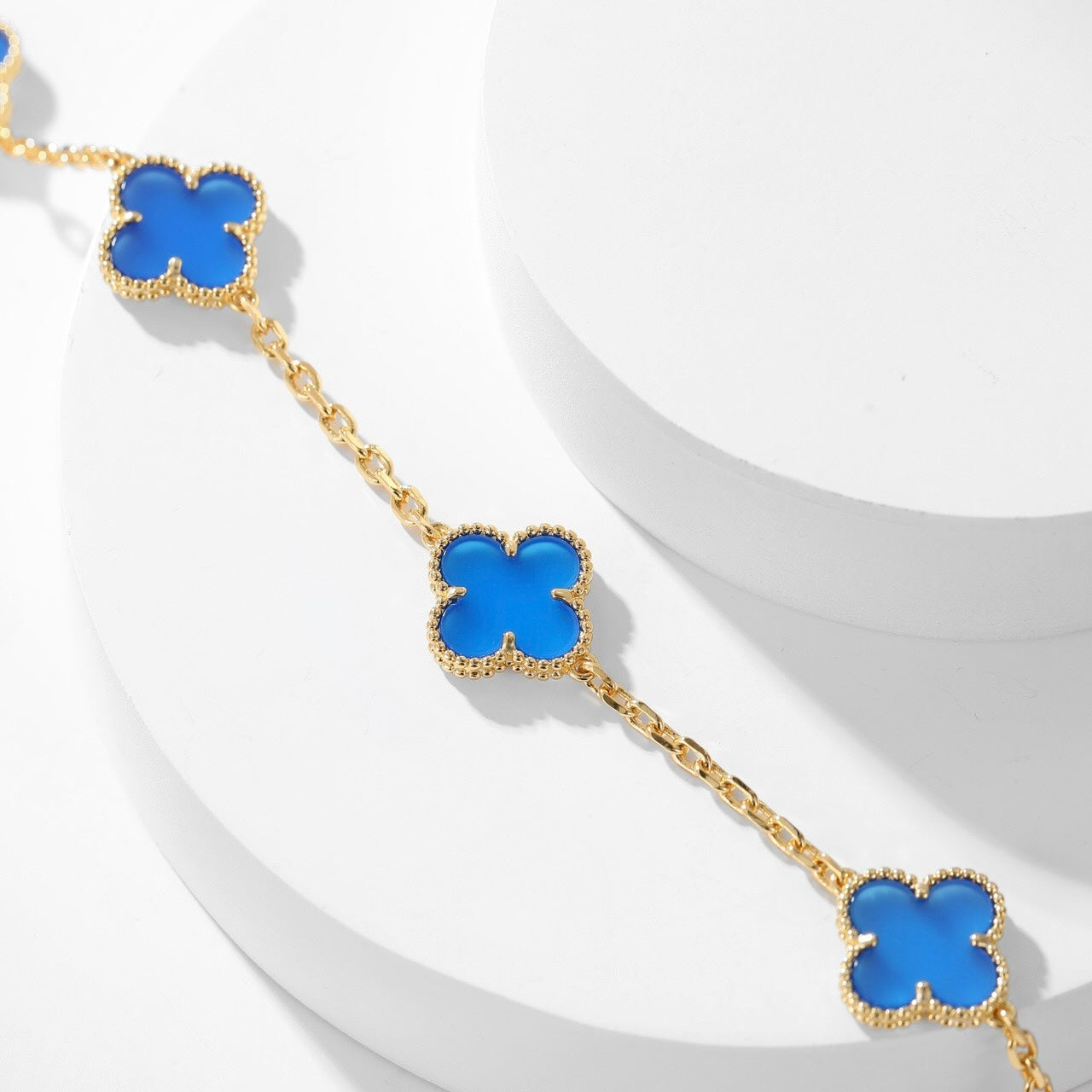 [Royal Top]CLOVER 10 MOTIFS BLUE AGATE NECKLACE