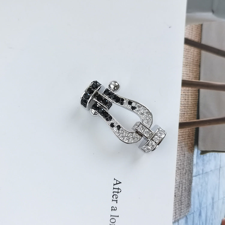 [Royal Top]FORCE LARGE HORSESHOE BLACK WHITE DIAMOND BRACELET ROSE GOLD