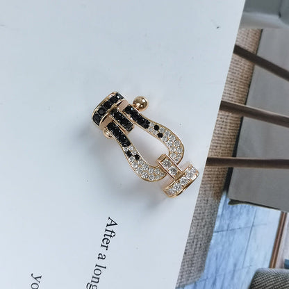 [Royal Top]FORCE LARGE HORSESHOE BLACK WHITE DIAMOND BRACELET SILVER