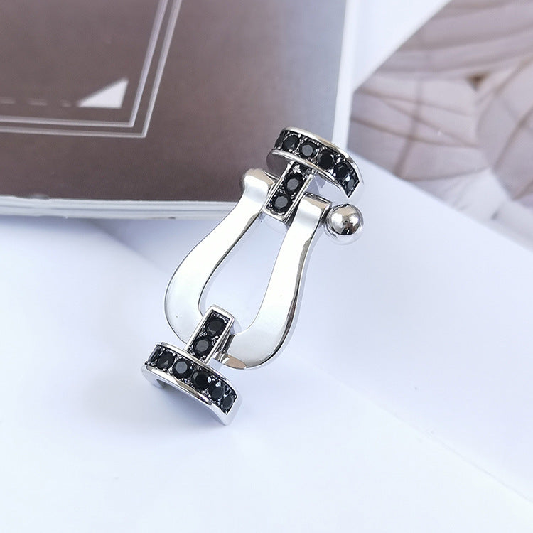 [Royal Top]FORCE LARGE HORSESHOE BLACK DIAMOND BRACELET SILVER