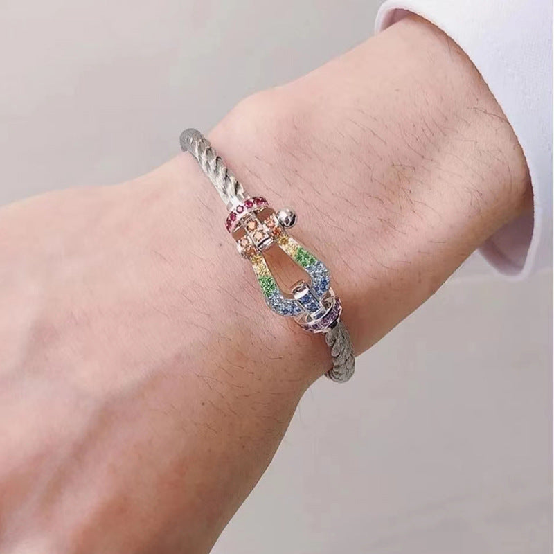 [Royal Top]FORCE LARGE HORSESHOE  COLORED DIAMOND BRACELET ROSE GOLD