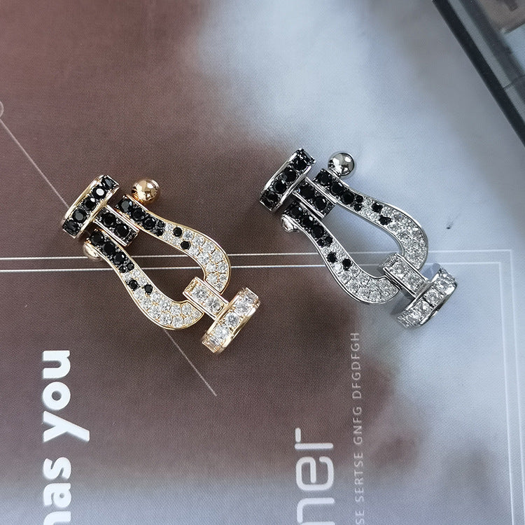 [Royal Top]FORCE LARGE HORSESHOE BLACK WHITE DIAMOND BRACELET ROSE GOLD