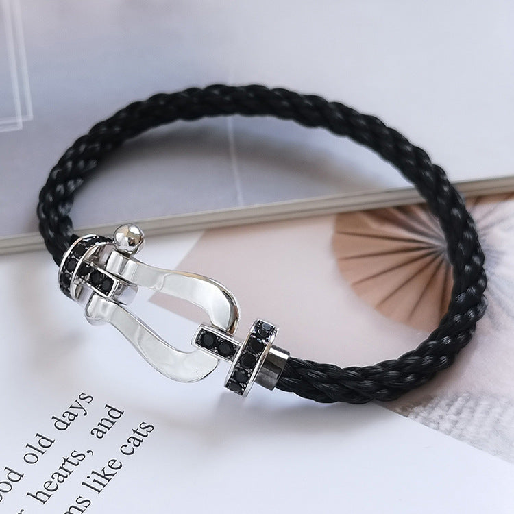 [Royal Top]FORCE LARGE HORSESHOE BLACK DIAMOND BRACELET SILVER