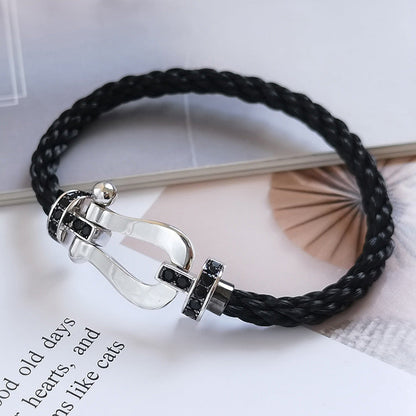 [Royal Top]FORCE LARGE HORSESHOE BLACK DIAMOND BRACELET SILVER