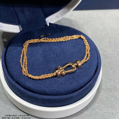 [Royal Top]FORCE SMALL HORSESHOE  DIAMOND CHAIN ROPE BRACELET