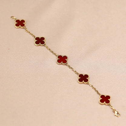 [Royal Top] CLOVER 5 MOTIF RED CORNELIAN BRACELET COLLECTION