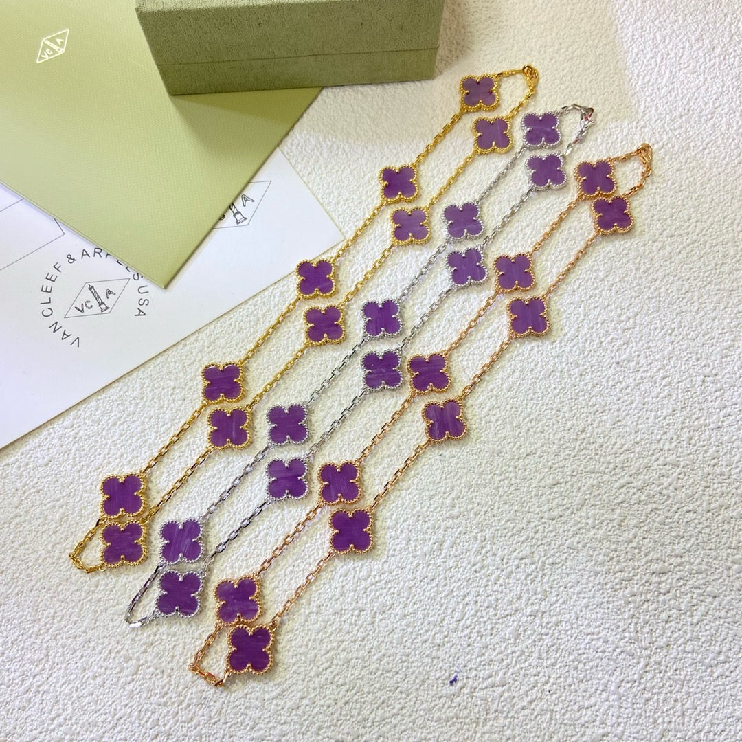 [Royal Top Jewelry]CLOVER 10 MOTIFS  PURPLE VIOLET  NECKLACE