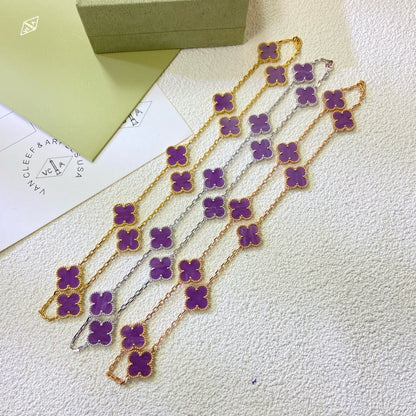 [Royal Top Jewelry]CLOVER 10 MOTIFS  PURPLE VIOLET  NECKLACE