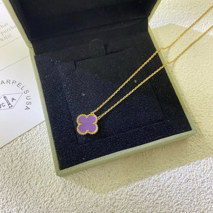 [Royal Top Jewelry]CLOVER 15MM  PURPLE VIOLET NECKLACE