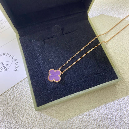 [Royal Top Jewelry]CLOVER 15MM  PURPLE VIOLET NECKLACE