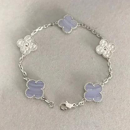 [Royal Top] CLOVER 5 MOTIF PURPLE CHALCEDONY BRACELET COLLECTION