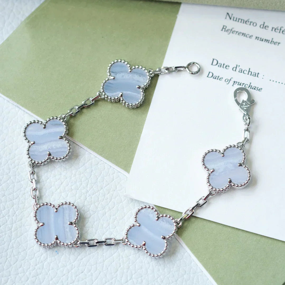 [Royal Top] CLOVER 5 MOTIF PURPLE CHALCEDONY BRACELET COLLECTION