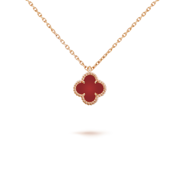 [Royal Top]CLOVER MINI 9.5MM WHITE CARNELIANS NECKLACE