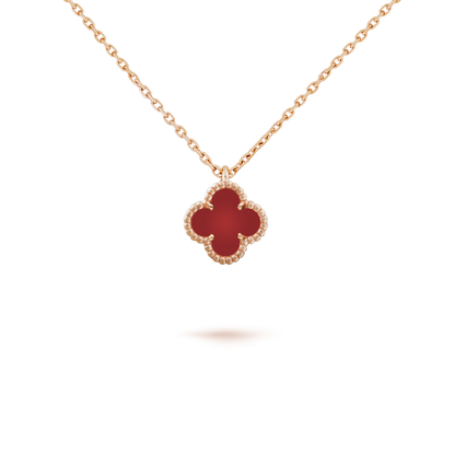 [Royal Top]CLOVER MINI 9.5MM WHITE CARNELIANS NECKLACE