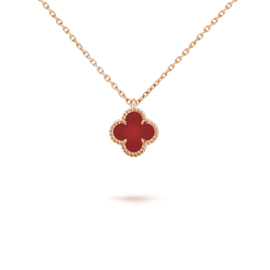 [Royal Top]CLOVER MINI 9.5MM WHITE CARNELIANS NECKLACE