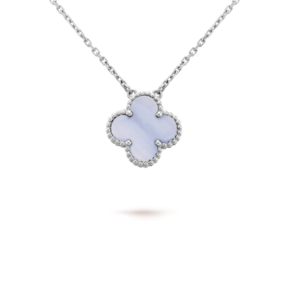 [Royal Top]CLOVER 15MM BLUE CHALCEDONY NECKLACE SILVER