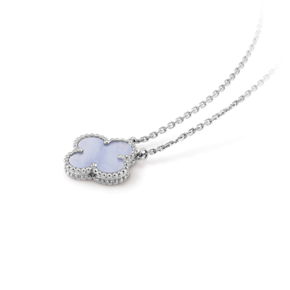 [Royal Top]CLOVER 15MM BLUE CHALCEDONY NECKLACE SILVER