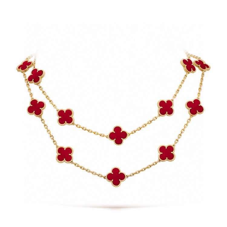 [Royal Top]CLOVER 20 MOTIFS CARNELIAN NECKLACE