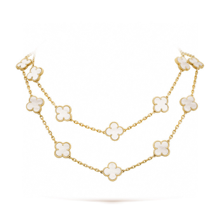 [Royal Top]CLOVER 20 MOTIFS WHITE MOP NECKLACE