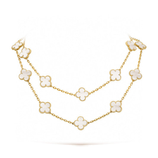 [Royal Top]CLOVER 20 MOTIFS WHITE MOP NECKLACE