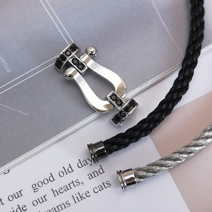 [Royal Top]FORCE LARGE HORSESHOE BLACK DIAMOND BRACELET SILVER