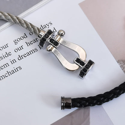 [Royal Top]FORCE LARGE HORSESHOE BLACK DIAMOND BRACELET SILVER