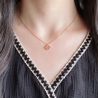 [Royal Top]CLOVER 15MM PINK MOTHER-OF-PEARL SINGLE FLOWER NECKLACE