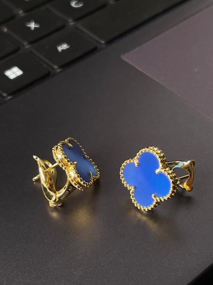 [Royal Top] CLOVER LARGE (20mm) 1 MOTIFS BLUE MOP STUD EARRINGS