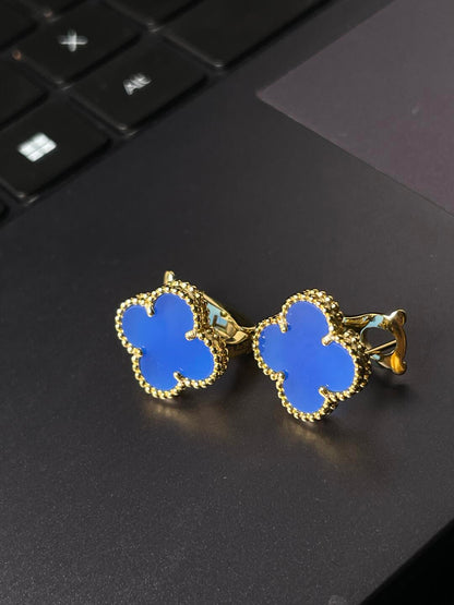 [Royal Top] CLOVER LARGE (20mm) 1 MOTIFS BLUE MOP STUD EARRINGS