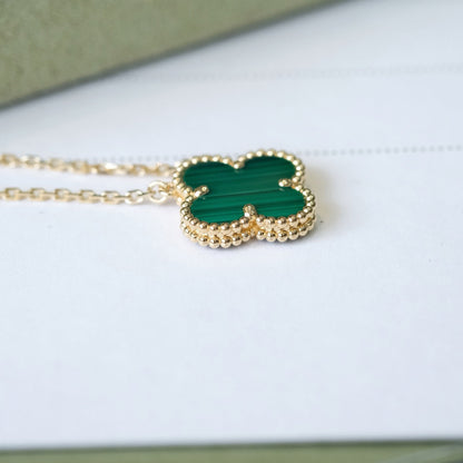 [Royal Top]CLOVER 15MM MALACHITE SINGLE FLOWER  NECKLACE