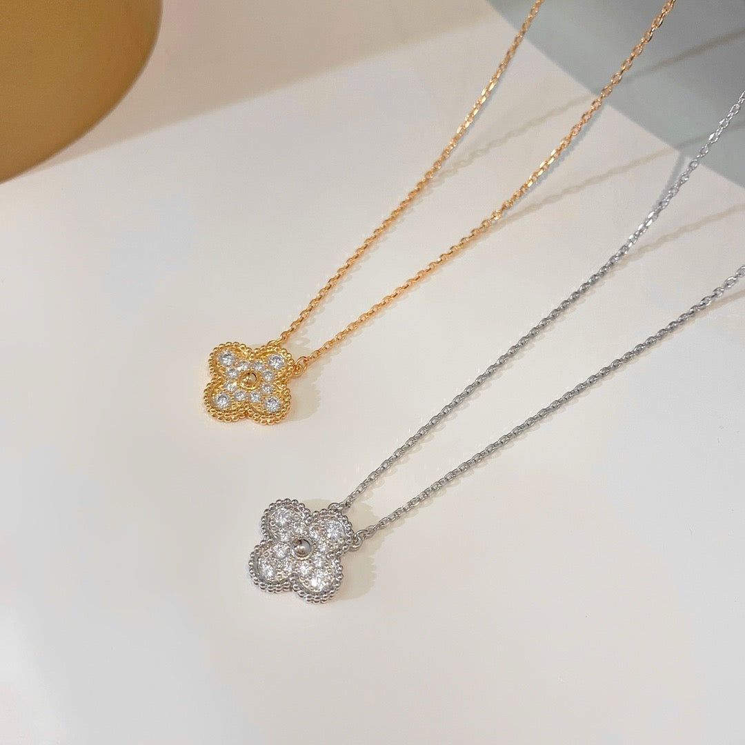 [Royal Top]CLOVER 15MM DIAMOND SINGLE FLOWER NECKLACE