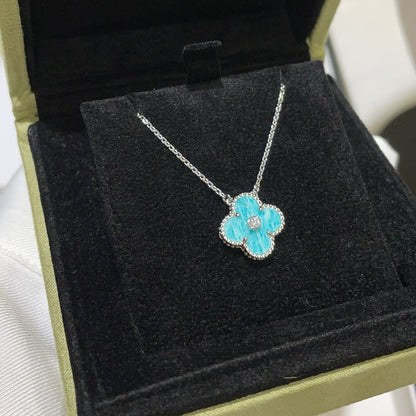 [Royal Top]CLOVER 15MM DIAMOND SVRES PORCELAIN  NECKLACE SILVER