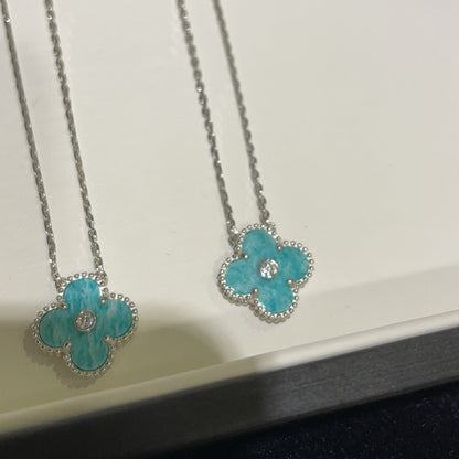 [Royal Top]CLOVER 15MM DIAMOND SVRES PORCELAIN  NECKLACE SILVER