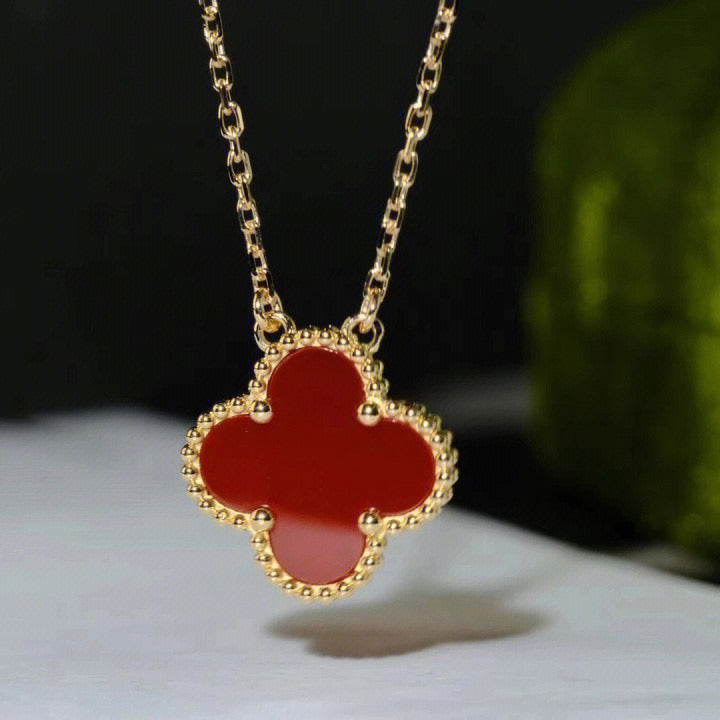 [Royal Top]CLOVER 15MM CARNELIAN SINGLE FLOWER NECKLACE