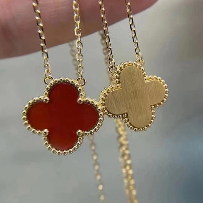 [Royal Top]CLOVER 15MM CARNELIAN SINGLE FLOWER NECKLACE