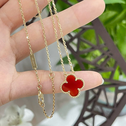 [Royal Top]CLOVER 15MM CARNELIAN SINGLE FLOWER NECKLACE
