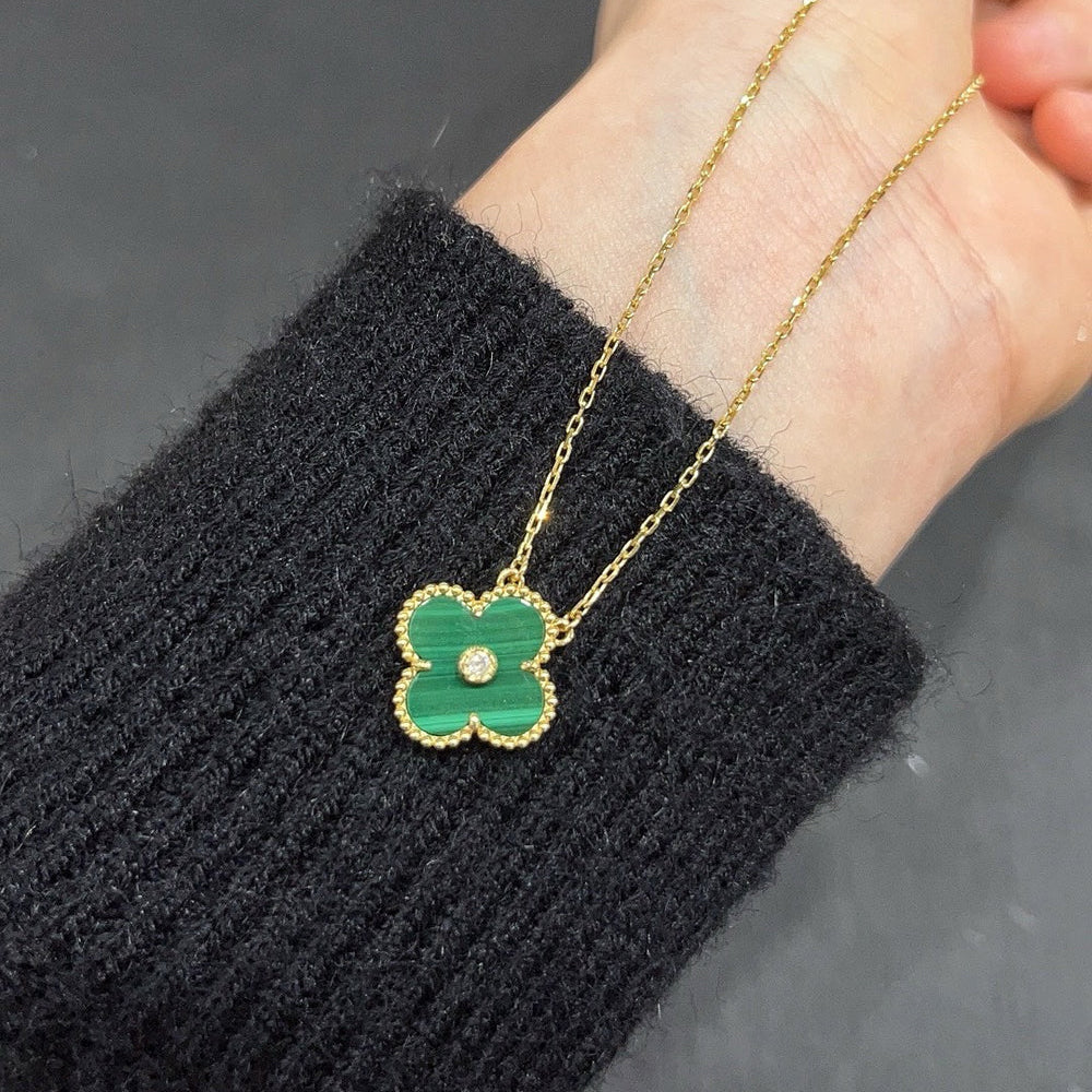 [Royal Top]CLOVER 15MM DIAMOND TURQUOISE NECKLACE