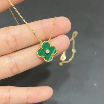 [Royal Top]CLOVER 15MM DIAMOND TURQUOISE NECKLACE