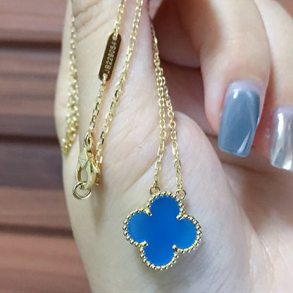 [Royal Top]CLOVER 15MM BLUE AGATE NECKLACE