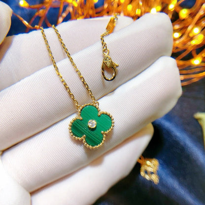 [Royal Top]CLOVER 15MM DIAMOND TURQUOISE NECKLACE