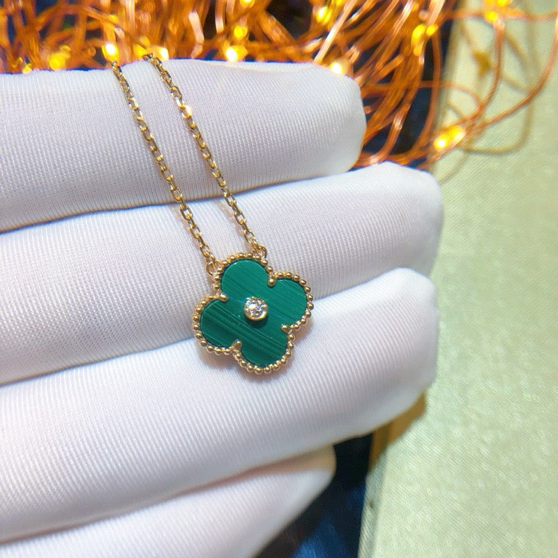 [Royal Top]CLOVER 15MM DIAMOND TURQUOISE NECKLACE