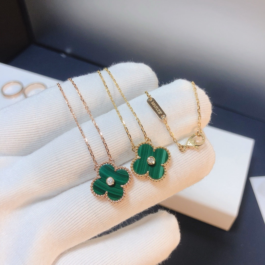 [Royal Top]CLOVER 15MM DIAMOND TURQUOISE NECKLACE