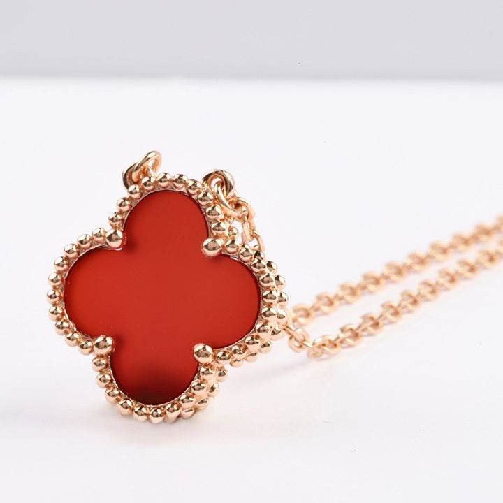 [Royal Top]CLOVER 15MM CARNELIAN SINGLE FLOWER NECKLACE