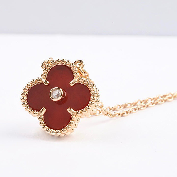 [Royal Top]CLOVER 15MM DIAMOND CARNELIAN NECKLACE